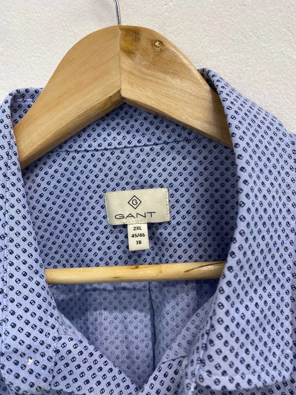 Fabulous Mens Gant periwinkle blue & navy Oxford ditsy shirt UkXXL HD440
