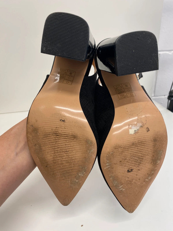 Fabulous River Island faux suede croc pointed sling backs Uk7 AB024