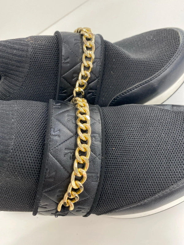 Fabulous Black wedge River Island trainers logo UK6 AB024