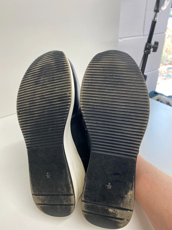 Fabulous Black wedge River Island trainers logo UK6 AB024