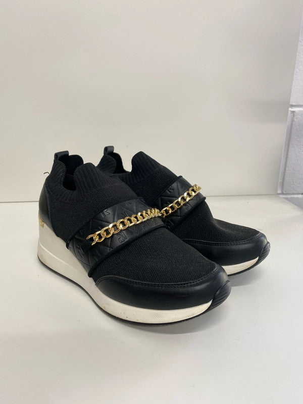 Fabulous Black wedge River Island trainers logo UK6 AB024