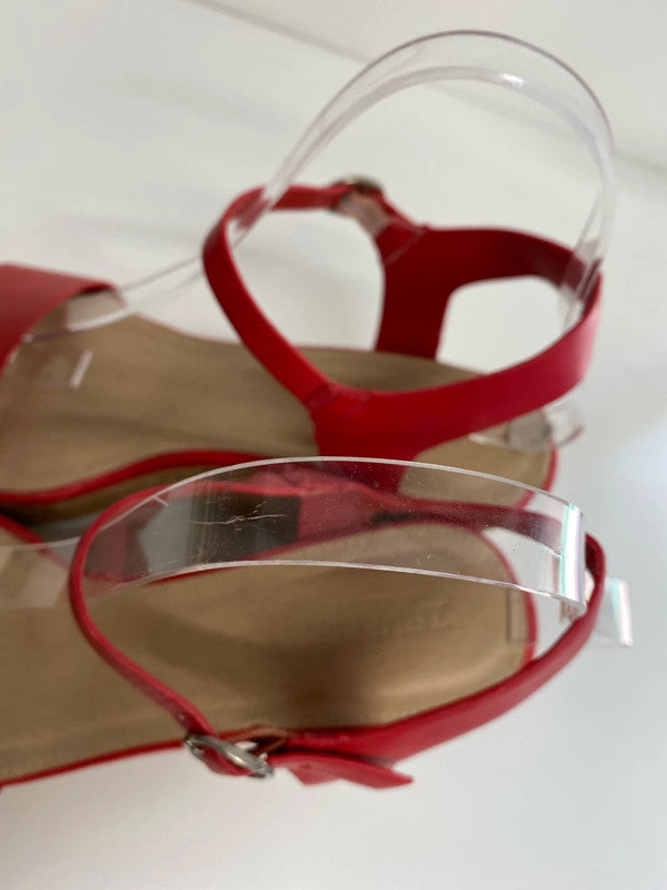 Fabulous Truffle Cherry Red wedge summer fun party Uk7 AB024