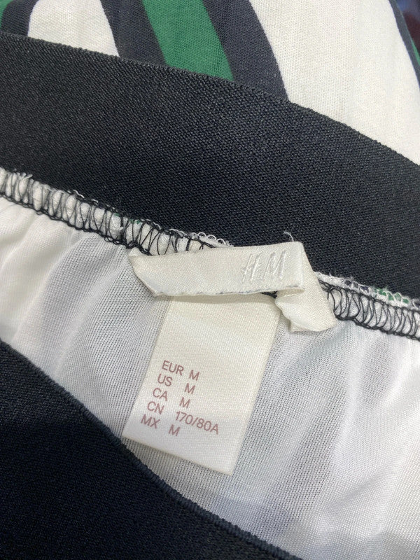 Lovely h&m pleated midi skirt green stripe uk m AB024