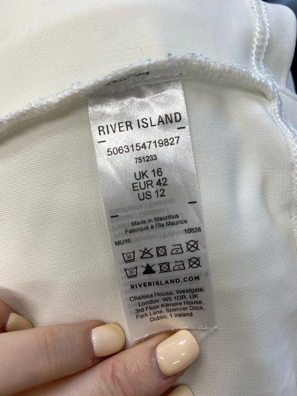 Gorgeous river island white one off shoulder long sleeve top uk 16 AB024