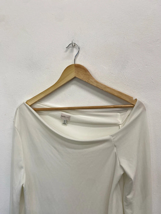 Gorgeous river island white one off shoulder long sleeve top uk 16 AB024