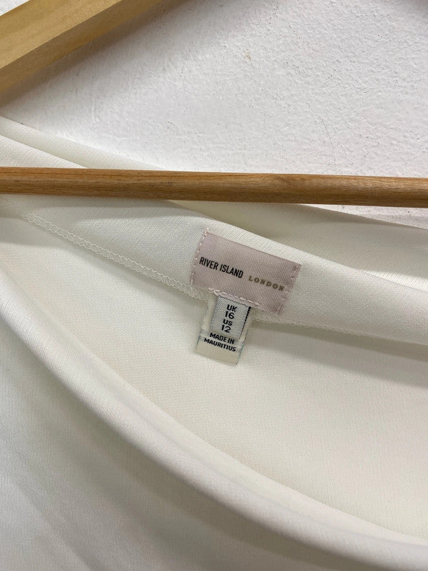 Gorgeous river island white one off shoulder long sleeve top uk 16 AB024