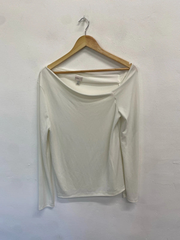 Gorgeous river island white one off shoulder long sleeve top uk 16 AB024
