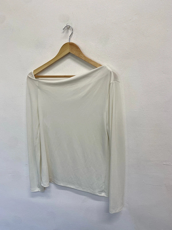 Gorgeous river island white one off shoulder long sleeve top uk 16 AB024