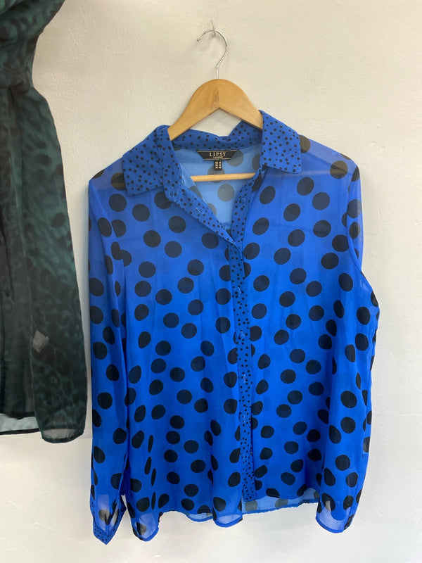 Fabulous Lipsy Colourful Patterned Sheer Shirts Duo UK14 #46 AB024