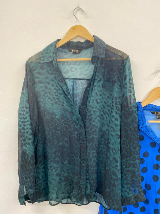 Fabulous Lipsy Colourful Patterned Sheer Shirts Duo UK14 #46 AB024