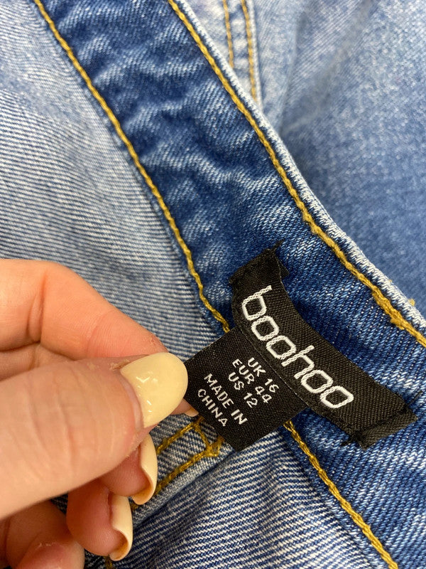 Gorgeous boohoo wide leg denim jeans UK 16 AB024