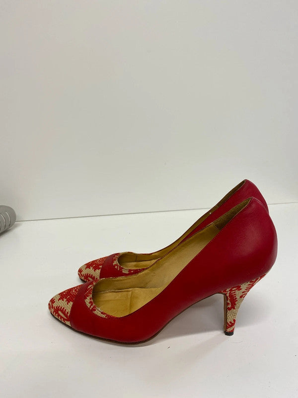 Fabulous English made leather court shoes Red Uk5 NR001