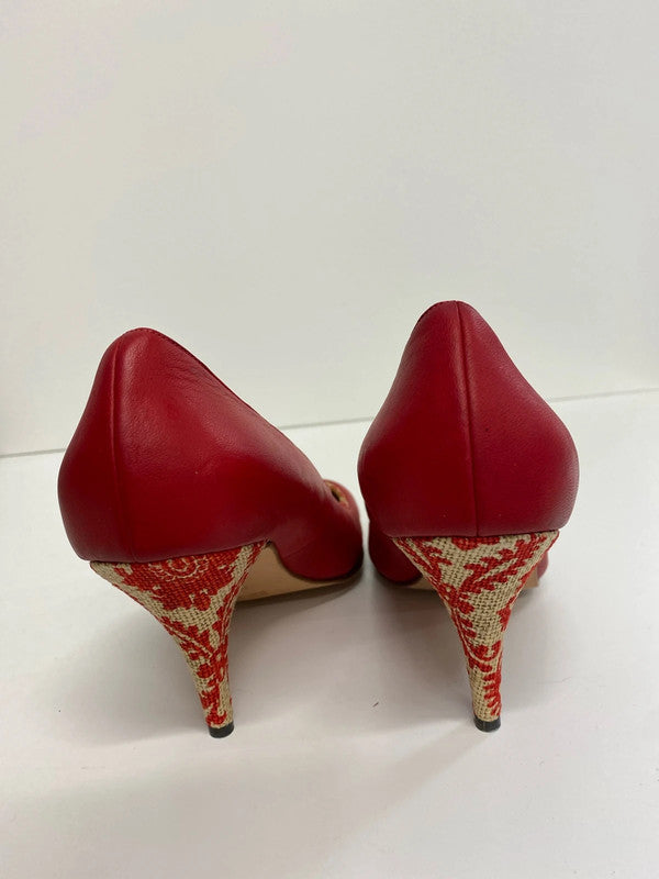 Fabulous English made leather court shoes Red Uk5 NR001