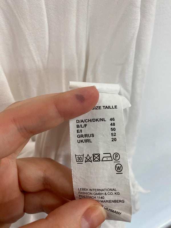 Fabulous Barbara Lebek Ivory Mesh Panel Accent T-shirt UK20 NR001