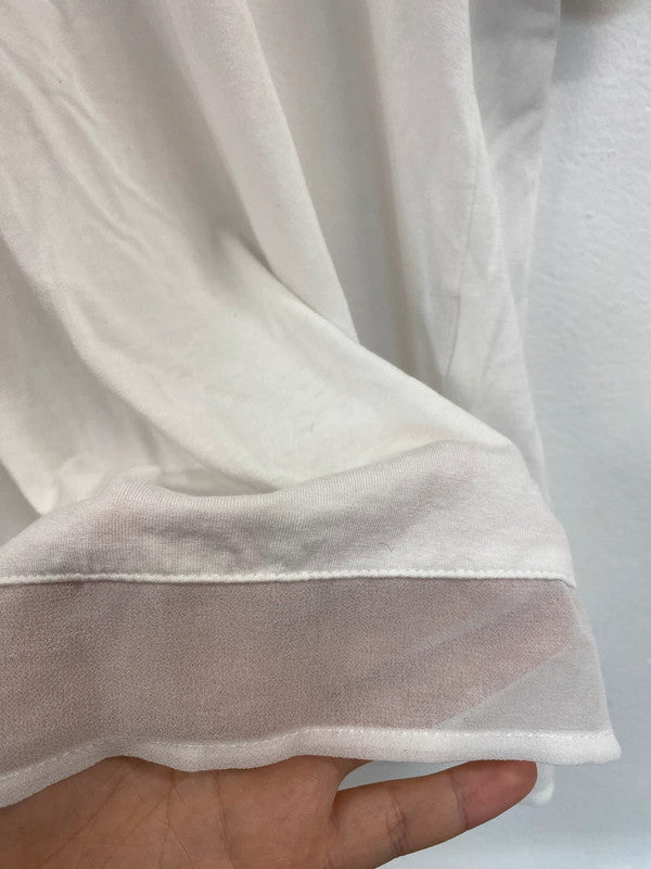 Fabulous Barbara Lebek Ivory Mesh Panel Accent T-shirt UK20 NR001