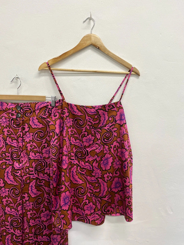 Gorgeous river island funky summer coord pink swirl bottom 14 top 12 LB415