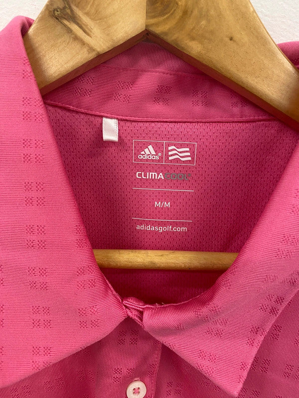Fabulous Adidas Pink Clima Cool Golfing Polo Shirt UK M LO422