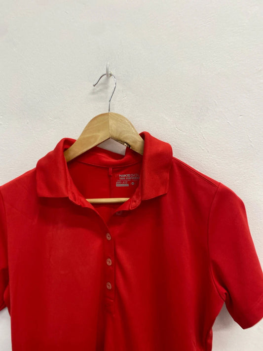 Lovely nike dri fit red gold polo uk m LO442