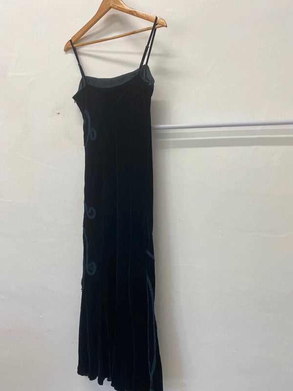 Gorgeous Per Una velvet Evening Dress Uk16 Forest Green sequins party NR002