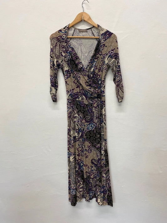 Fabulous Kenar Paisley fit & flare Dress UK10 Purple Beige BT001