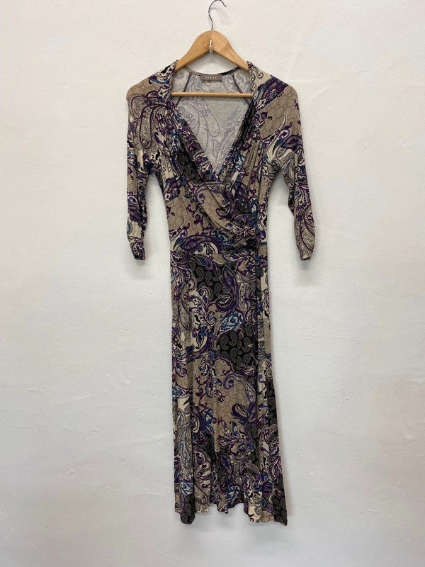 Fabulous Kenar Paisley fit & flare Dress UK10 Purple Beige BT001