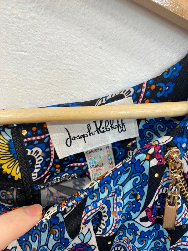 Fabulous Joseph Ribkoff Colourful Peacock Midi Dress UK18 SO001