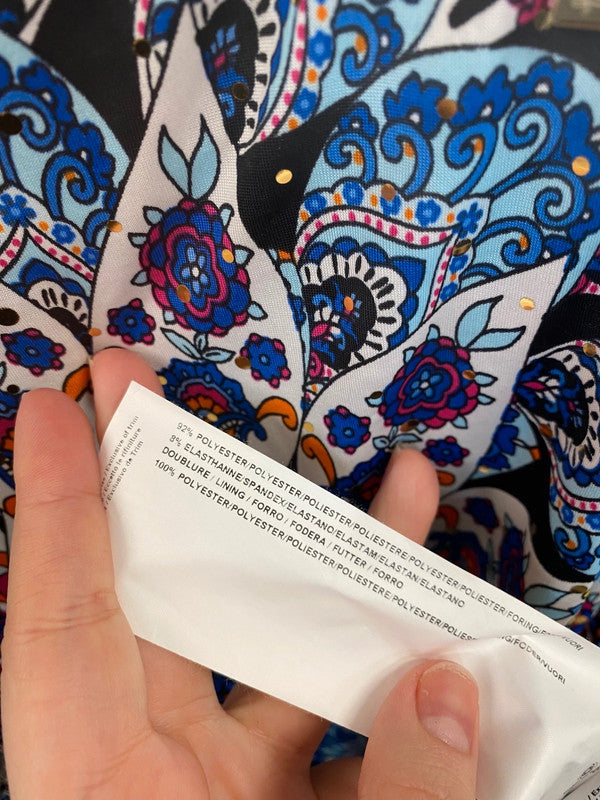 Fabulous Joseph Ribkoff Colourful Peacock Midi Dress UK18 SO001