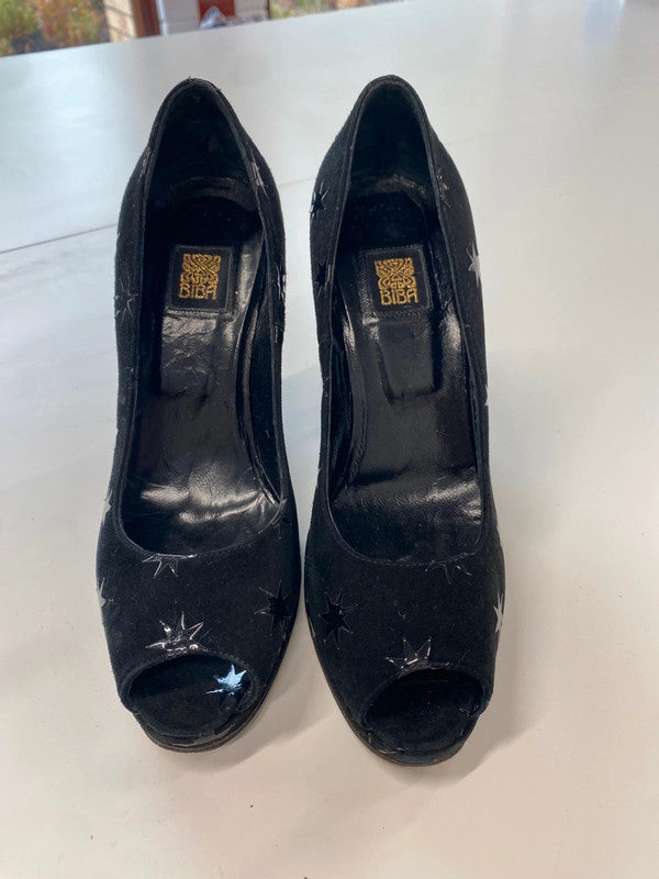 Fabulous extremely rare Biba Heels UK 3 Black star 90s vintage BT001