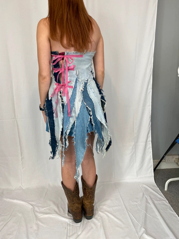 Fabulous Y2K denim party dress handmade Uk8/10 Ibiza party classic LC