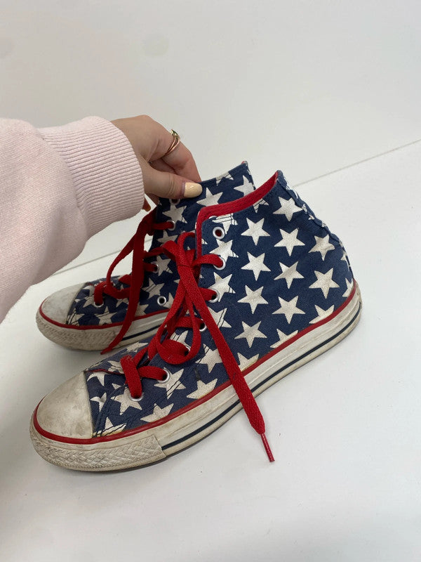 Gorgeous converse all stars hi top blue red star trainers UK 4 MM005