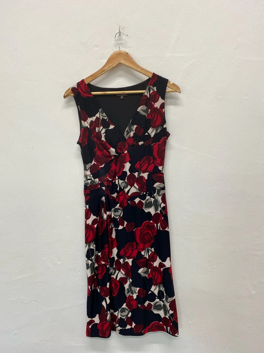 Fabulous Phase Eight Dress floral roses Red classic midi evening Uk12 MR444