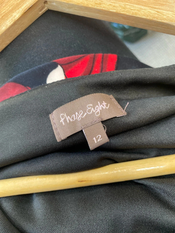 Fabulous Phase Eight Dress floral roses Red classic midi evening Uk12 MR444