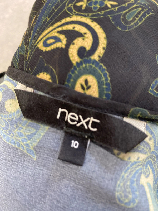 Fabulous dark green pattern semi sheer shirt overlay UK 10 MR444