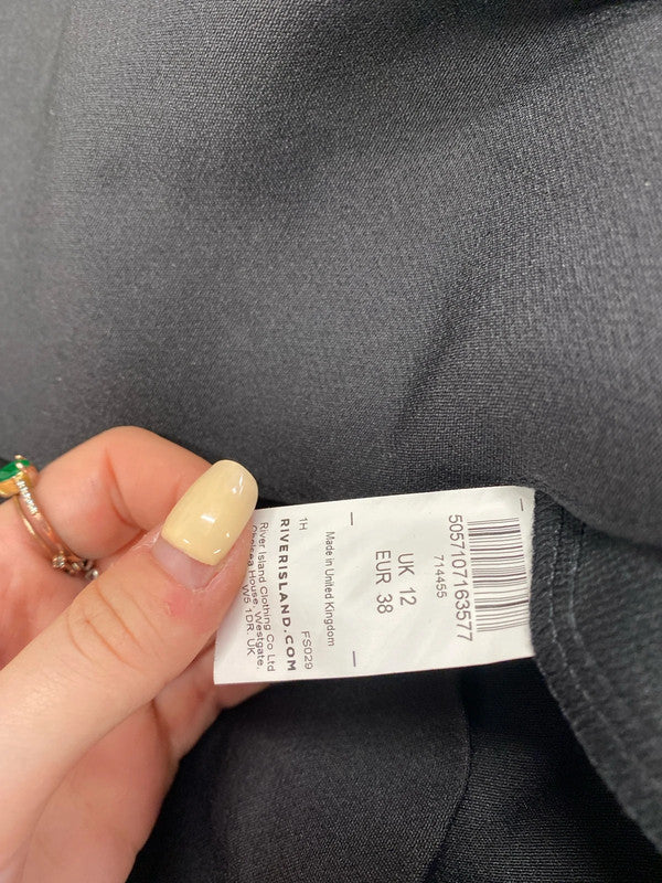 Gorgeous river island frill black midi skirt UK 12 FS128