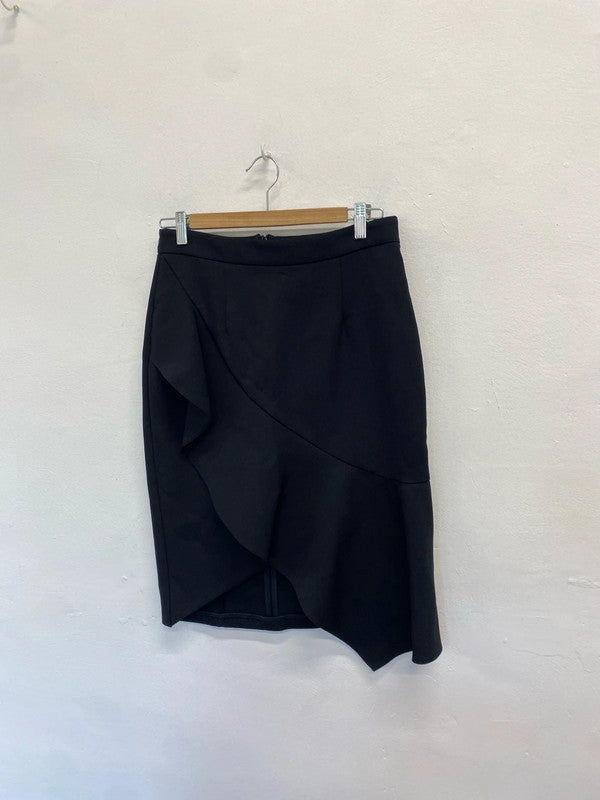 Gorgeous river island frill black midi skirt UK 12 FS128