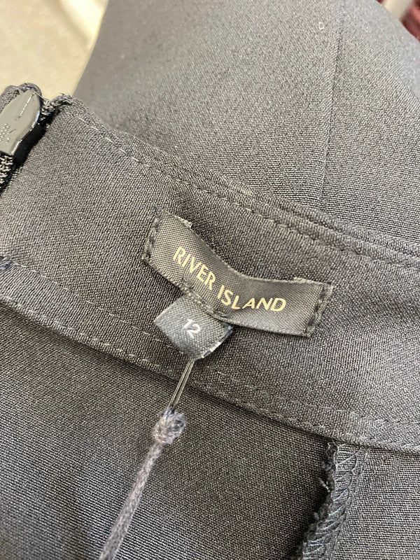 Gorgeous river island frill black midi skirt UK 12 FS128