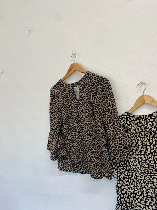 Gorgeous duo of leopard blouses f&f uk 10-12 #1 FS128