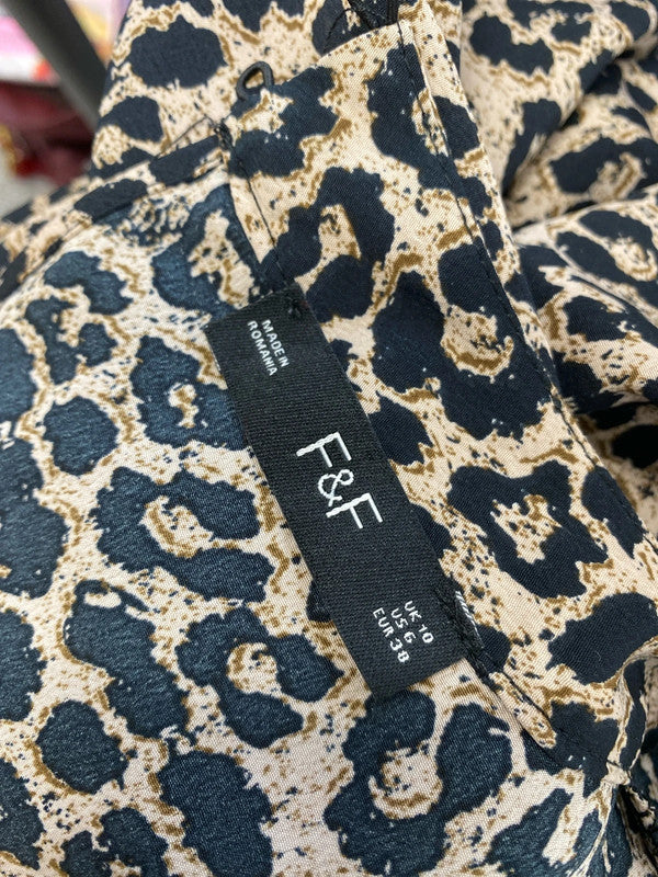 Gorgeous duo of leopard blouses f&f uk 10-12 #1 FS128