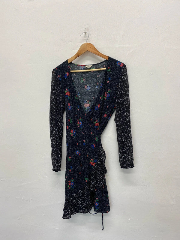 Amazing boho Spanish flair Hush wrap mini dress Uk10 KR0022