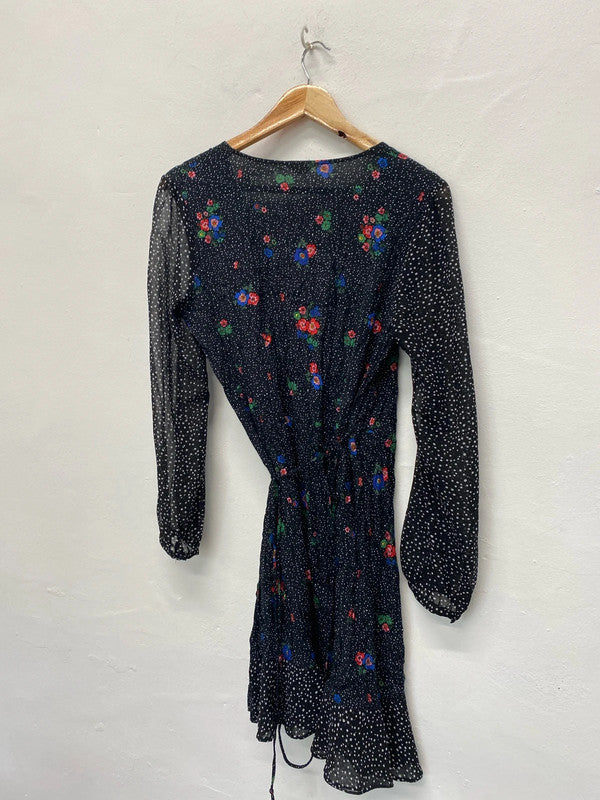 Amazing boho Spanish flair Hush wrap mini dress Uk10 KR0022