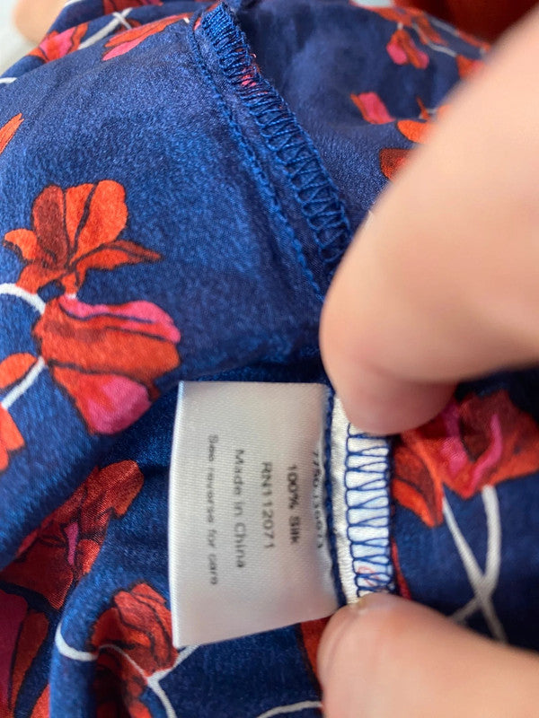 Fabulous Jigsaw silk oriental floral Kaftan One size Blue & Red EC004