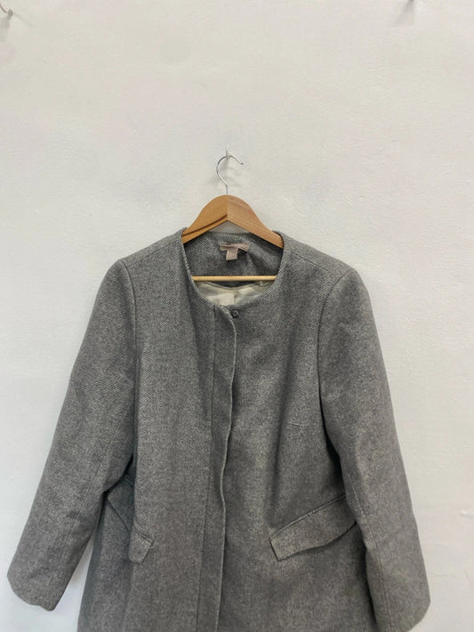 Gorgeous grey wool blend h&m pea coat UK 22 LJ446