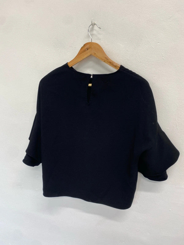 Fabulous Zara women black grill sleeve blouse UK a LJ446