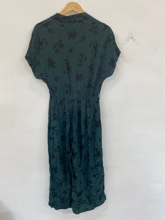 Fabulous New Look Sea Green Floral Jacquard Wide Leg Jumpsuit UK12 TM447