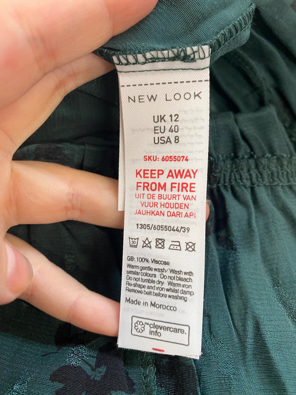 Fabulous New Look Sea Green Floral Jacquard Wide Leg Jumpsuit UK12 TM447