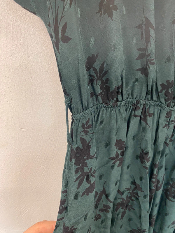 Fabulous New Look Sea Green Floral Jacquard Wide Leg Jumpsuit UK12 TM447