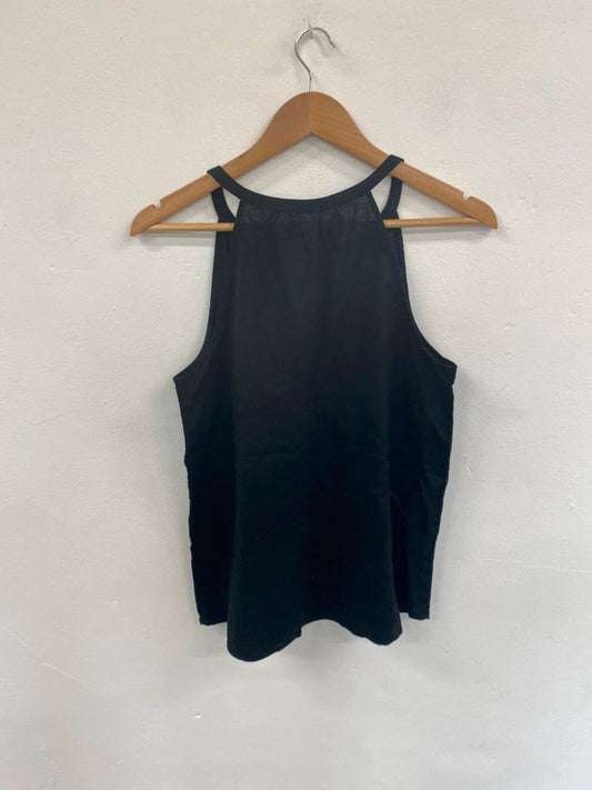 Fabulous Gap Black Boho Linen Blend Cami Vest Top UK S TM447