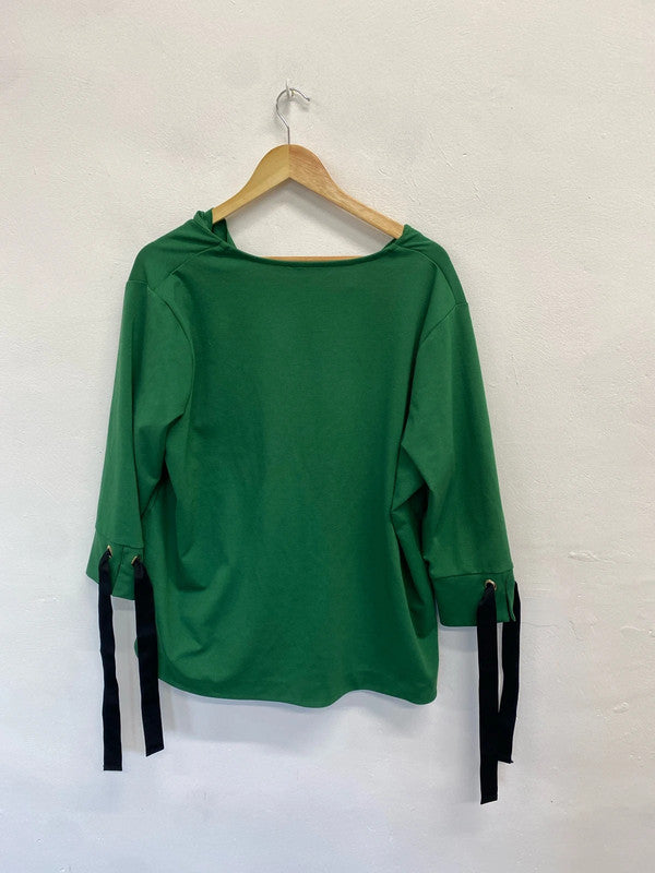 Fabulous m&s green jumper v neck vibrant UK 22 LK006