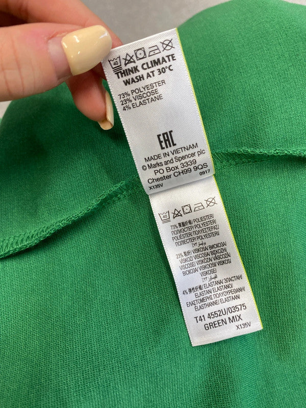 Fabulous m&s green jumper v neck vibrant UK 22 LK006