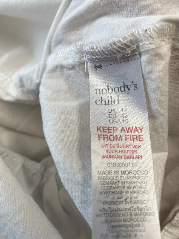 Super Chic preppy cotton top large frill collar Uk14 off white MBM01